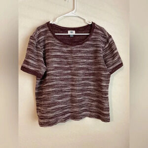 Old Navy women’s short sleeve oversized burgundy striped top size L